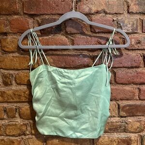 Urban Outfitters Sage Green Satin Top